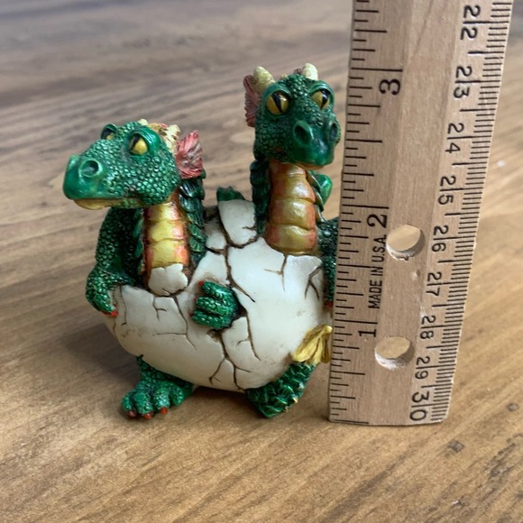 1997 WU Twin Dragon Figurine Hatching From Egg & 1998 WUI Dragon on Rock Resin - Picture 8 of 16